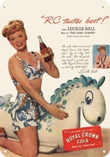 1946 RC Cola & LUCILLE BALL I Love Lucy *** DECORATIVE REPLICA METAL SIGN ***
