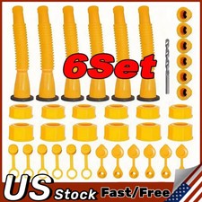 6x Replacement Gas Can Spout Nozzle Vent Kit For Plastic Gas Cans Old Style Cap.