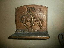 Vintage Cast Iron Bookend Indian on Horse w/ Spear  #616