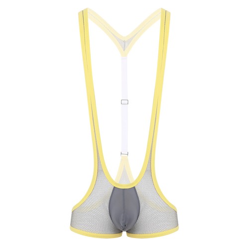 Mens See Through Fishnet Mankini Bodysuit One Piece Jockstrap Wrestling AU - Picture 39 of 67
