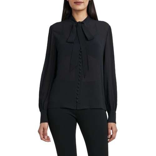 BCBGMAXAZRIA Womens V-Neck Office Blouse Button-Down Top Shirt BHFO 8953