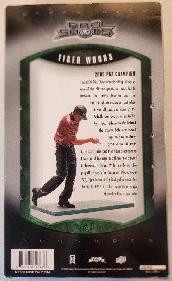 FIGURA CAMPEÓN PGA 2000 CUBIERTA SUPERIOR TIGER WOODS PRO SHOTS CON TARJETA 2008 Foto 2 de 3
