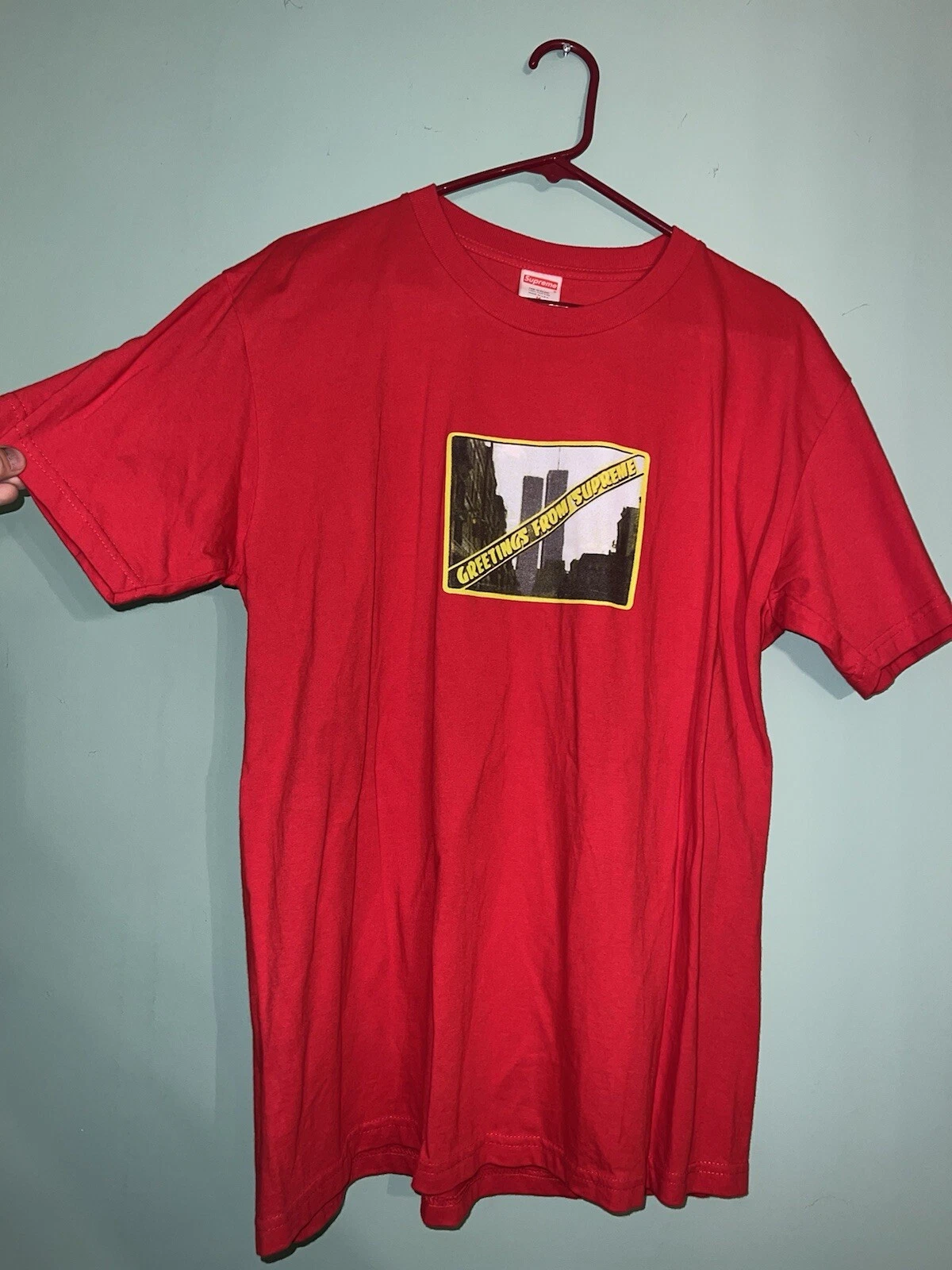 Tee shirt Supreme Greetings From NY SS19   ROUGE taille M