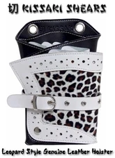 Kissaki Leopard Genuine Leather Hair Scissors Holster Cosmetologist Shears Pouch