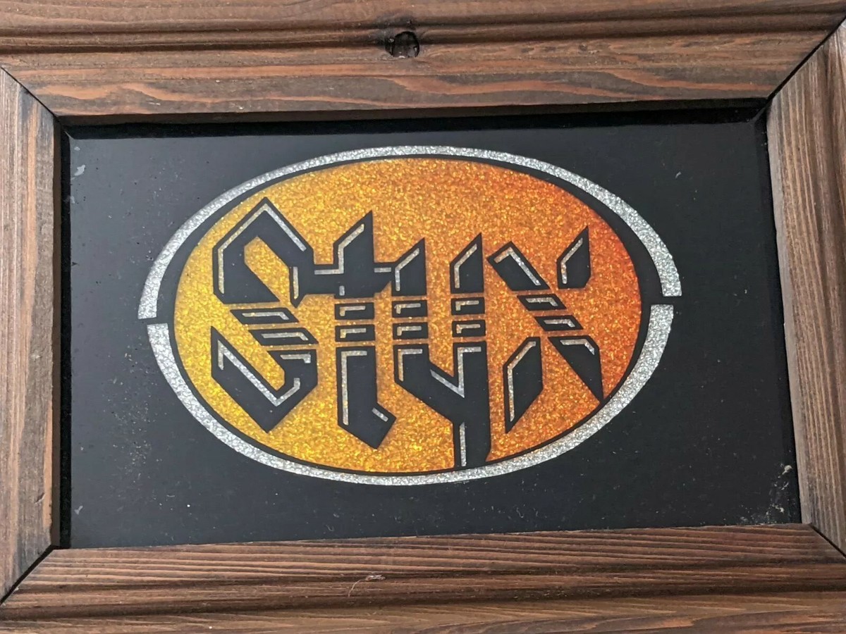 1980's Styx Carnival Glitter Mirror Wood Frame 11.5