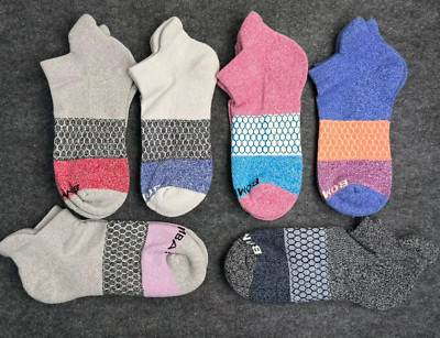 6 Pair Bombas Women's Adults Tri-Block Marl Ankle Sock 6 Color Select Size M US