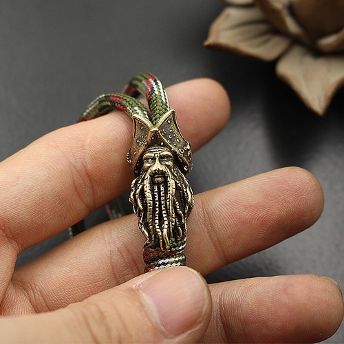 2024 New DIY Brass Pirates of the Skull Knife Lanyard Bead Pendants KeyChain EDC - Picture 1 of 6