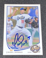Yaisel Sierra SIGNED 2016 Rancho Cucamonga Quakes Card LA Dodgers RC Auto Cuba