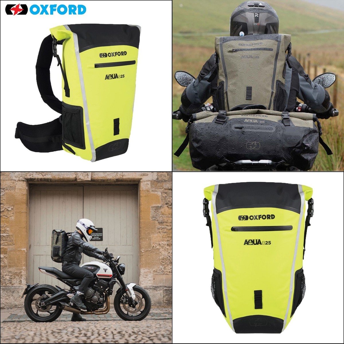 Oxford Aqua Hydro B25 Yellow Waterproof Rucksack Motorcycle