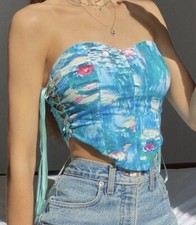 Watercolor Lace Up Corset Top