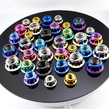 Rison Titanium GR5 M6-M10 Bi Hex Sprocket Flange Nut 12Pt Lock Titanium Nut 5PCS