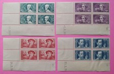 FRANCE 4 BLOCS de 4 COINS DATES 1938 NEUF** N°381 382 384 385 CHOMEURS INT (112)