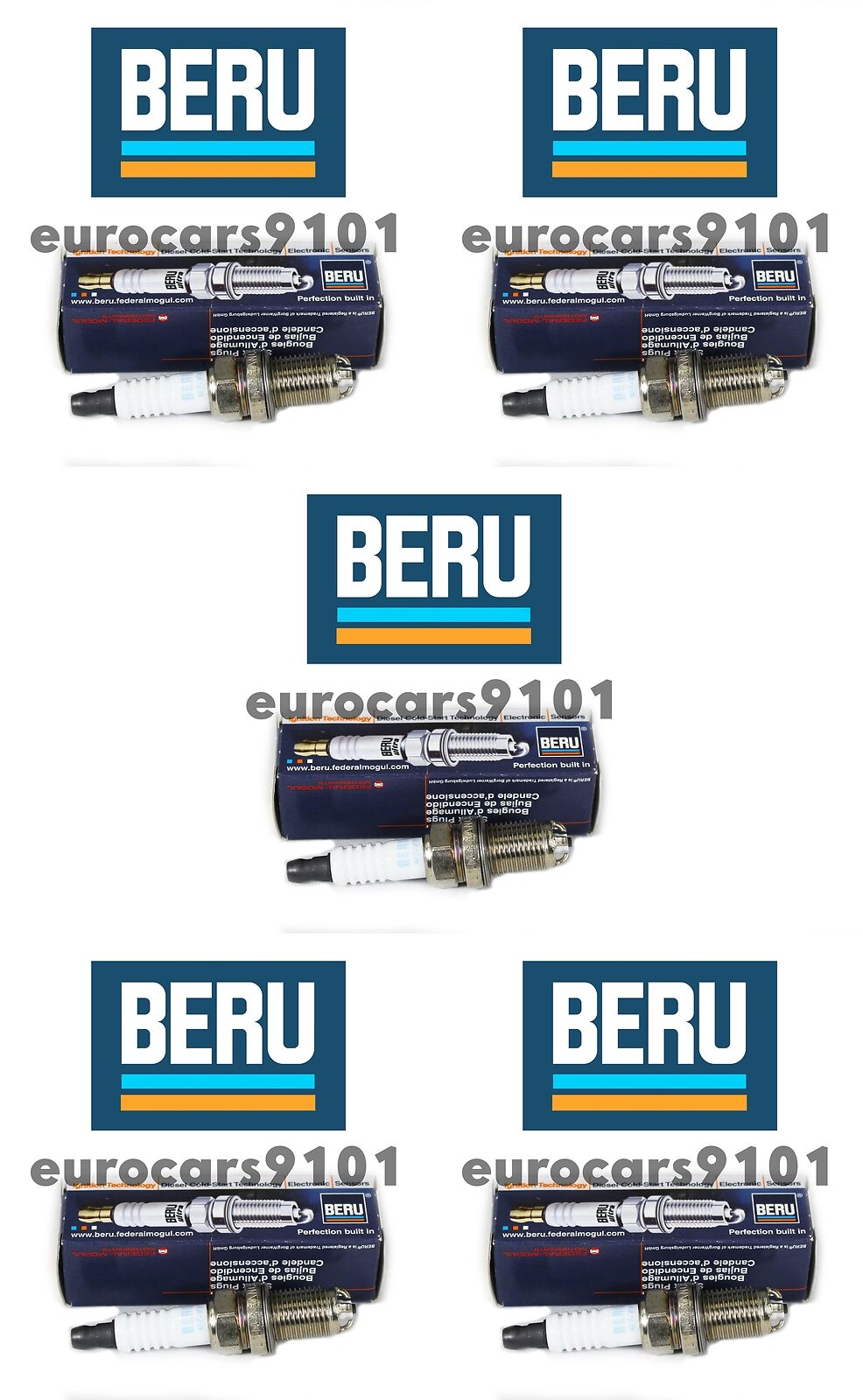 Set of 5 Porsche Beru Spark Plugs Z129 99917020791