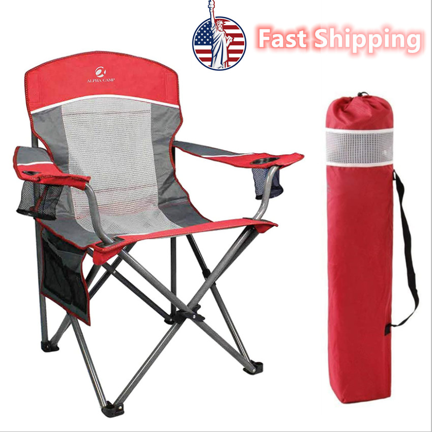 Mesh Back Heavy Duty Outdoor Fishing Picnic Chairs Red