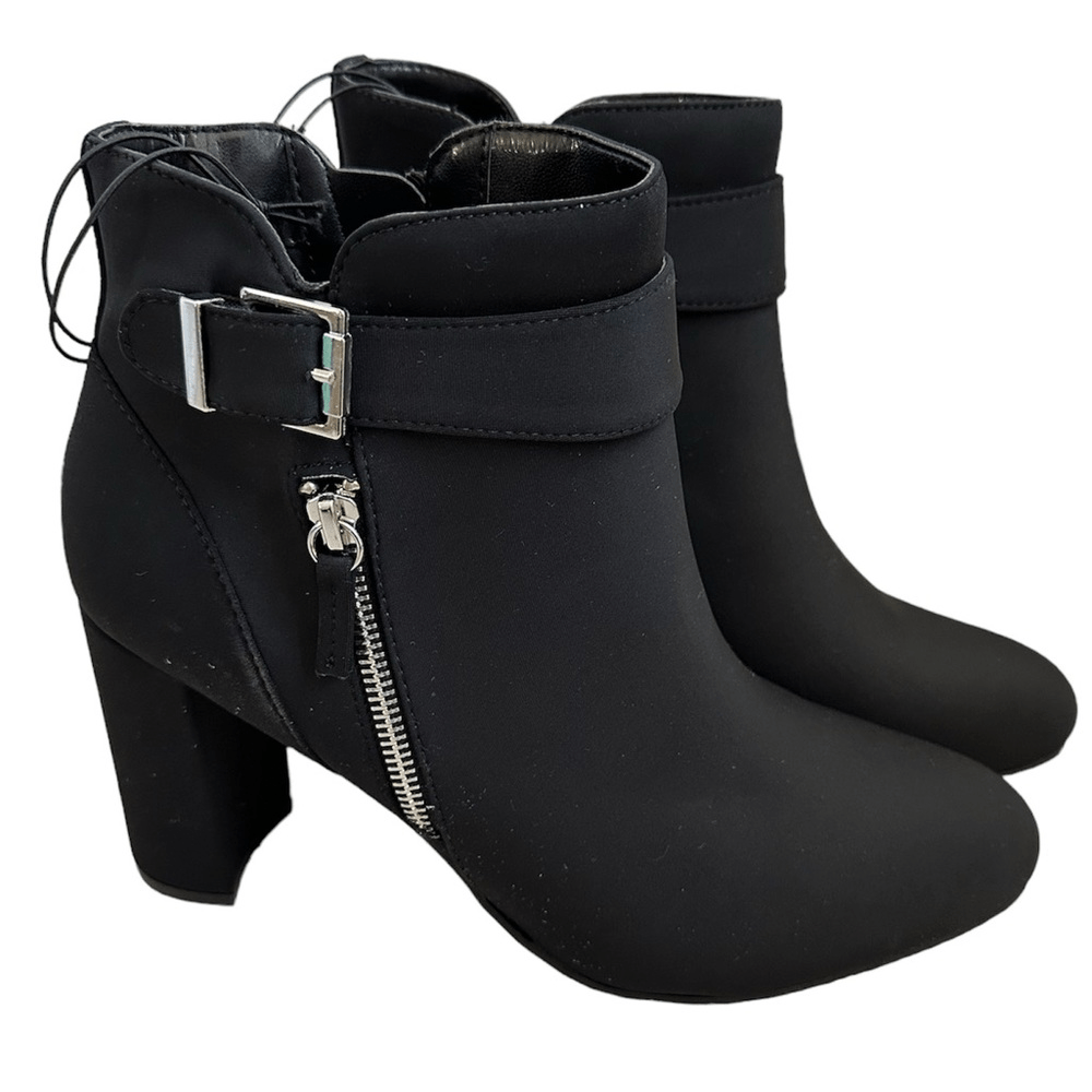 NWT Unisa Black Ankle Boots Heel Zipper Buckle With Closure Size 11