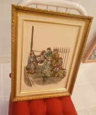 Ronald Embleton framed composite material etching HOPSCOTCH 15 1/2" x 19 1/2"