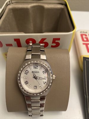 Fossil Women's Watch AM4141 MOP White Dial Stainless Steel Quartz 28mm  Crystals