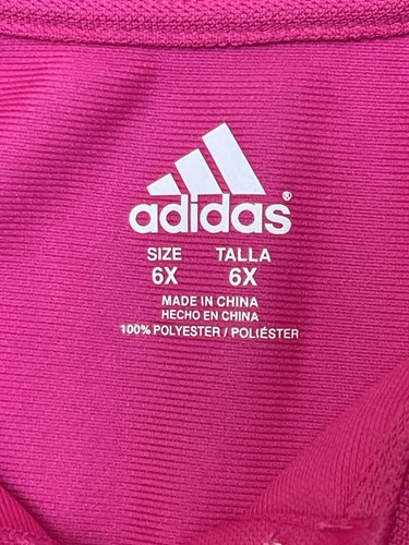 Adidas Girls Tennis Dress Size 6X Pink Ruffle Hem White Stripes Logo Sports Polo - Picture 4 of 6