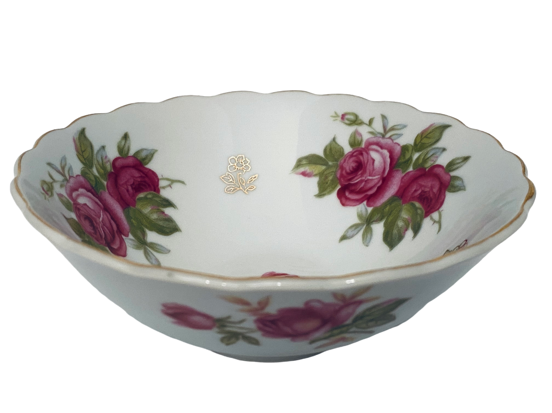 Lefton China KF096R Gold Scroll Rim Hand Painted Floral