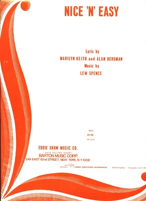 BERGMAN SPENCE NICE 'N' EASY SHEET MUSIC PIANO/VOCAL/GUITAR/CHORDS 1960 RARE NEW