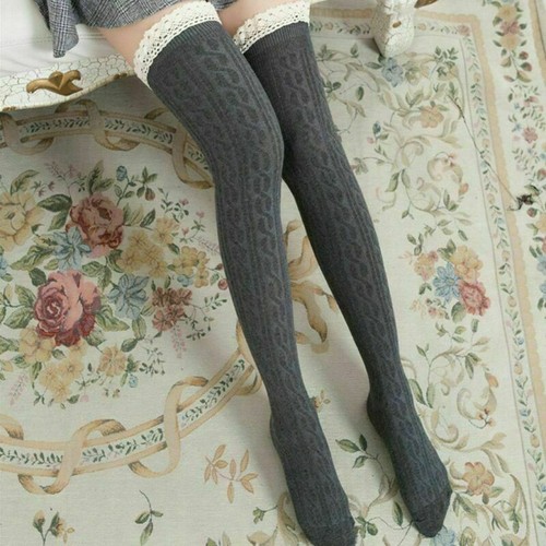 Women Winter Warm Cable Knit Over knee Long Boot Thigh-High Socks Leggings - Picture 13 of 21