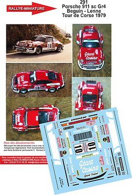 DECALS 1/32 REF 0291 PORSCHE 911 BEGUIN TOUR DE CORSE 1979 WRC RALLY RALLY