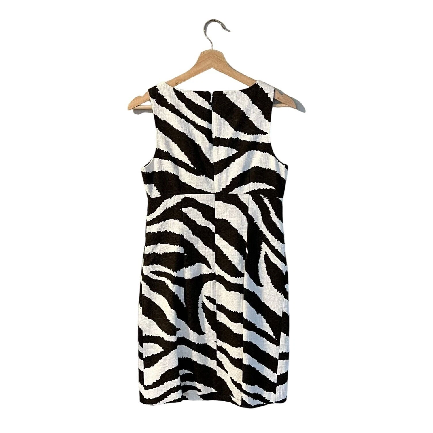 Maglione abito Michael Kors tweed shift taglia 2 ecrù stampa zebrata foderato scollo a V