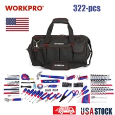 WORKPRO 322PC Basic Household Tool Set Home Repair Hand Tool Kit w/ Carrying Bag