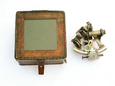 Nautical Brass 4" Sextant With Leather Case Astrolabe Maritime Navigational Item