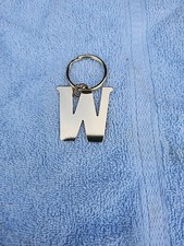 Letter W Keychain Brass Tone Metal Initial Key Ring Free Shipping