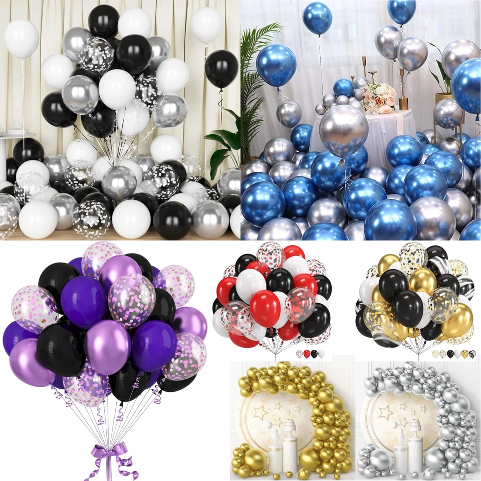 50 Chrome Balloons Metallic PEARL Helium Wedding Balloon Birthday Party Decor UK
