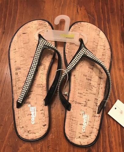 CAPELLI BLACK SEQUIN FLIP FLOPS SIZE 8 NWT | eBay
