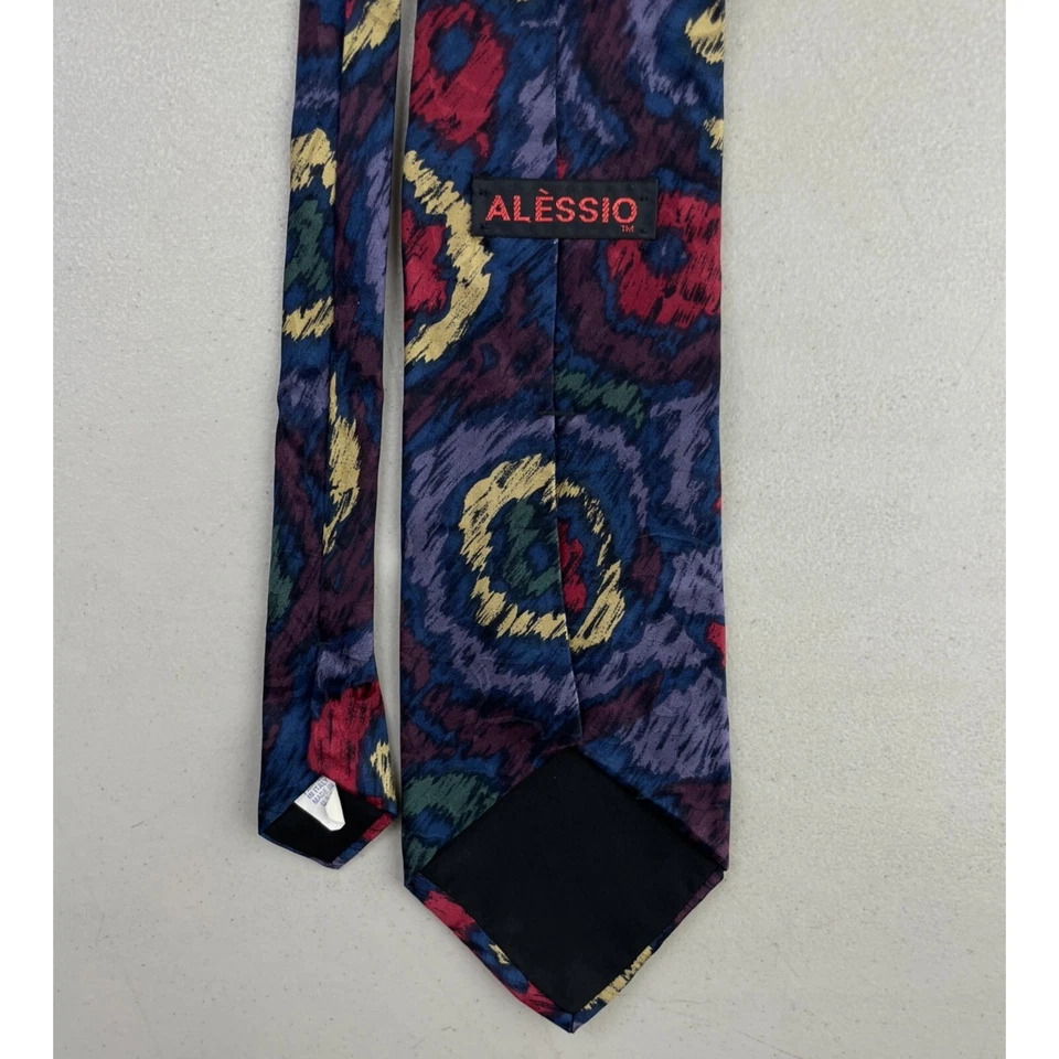 Corbata de seda Tie Dye años 80 multicolor intage Foto 3 de 3