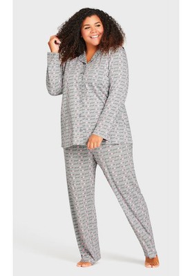 Avenue Women's Plus Size Button Through Sleep Top