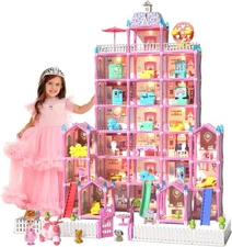 "New Barbie Dreamhouse, Pool Party Doll House with 3 Story Slide "