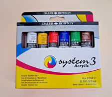 Daler Rowney System3 Acrylic Paint Set 22ml 6 x Colours - New - Amazing!