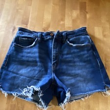 VERVET Cut Off Denim Shorts Frayed Hem Medium Blue Size M Stretch Pockets