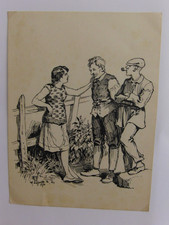 Heinrich Susemihl 1862 Harburg -1942 Bad Sachsa Tuschzeichnung 1930 Erste Liebe