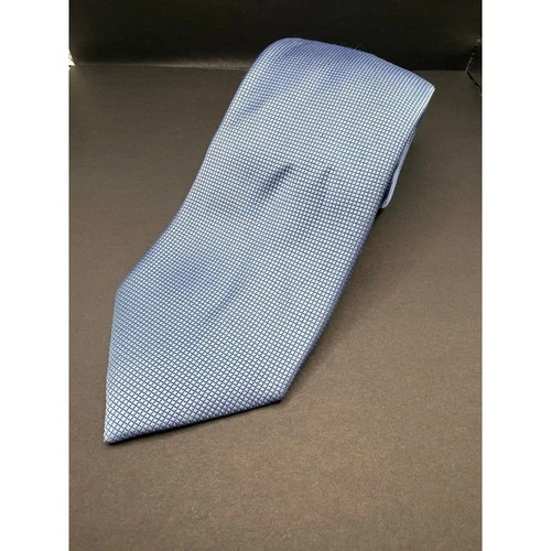 Tommy Hilfiger Tie Mens OS Blue Excellent Silk Micro Check Geometric - product listing photo