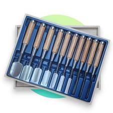 Oire Nomi Japanese Bench Chisel Set Carpenters Chisels 10pc Set in Wooden Box 