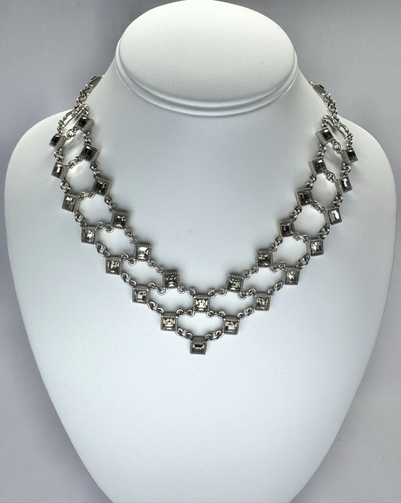 TOMMASSINI Square Cut Swarovski Crystal Art Deco Vintage Necklace Jewelry N137