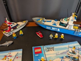 Lego 7287 + 4642 City Police Boat + Harbour Fishing Boat Complete + Instructions