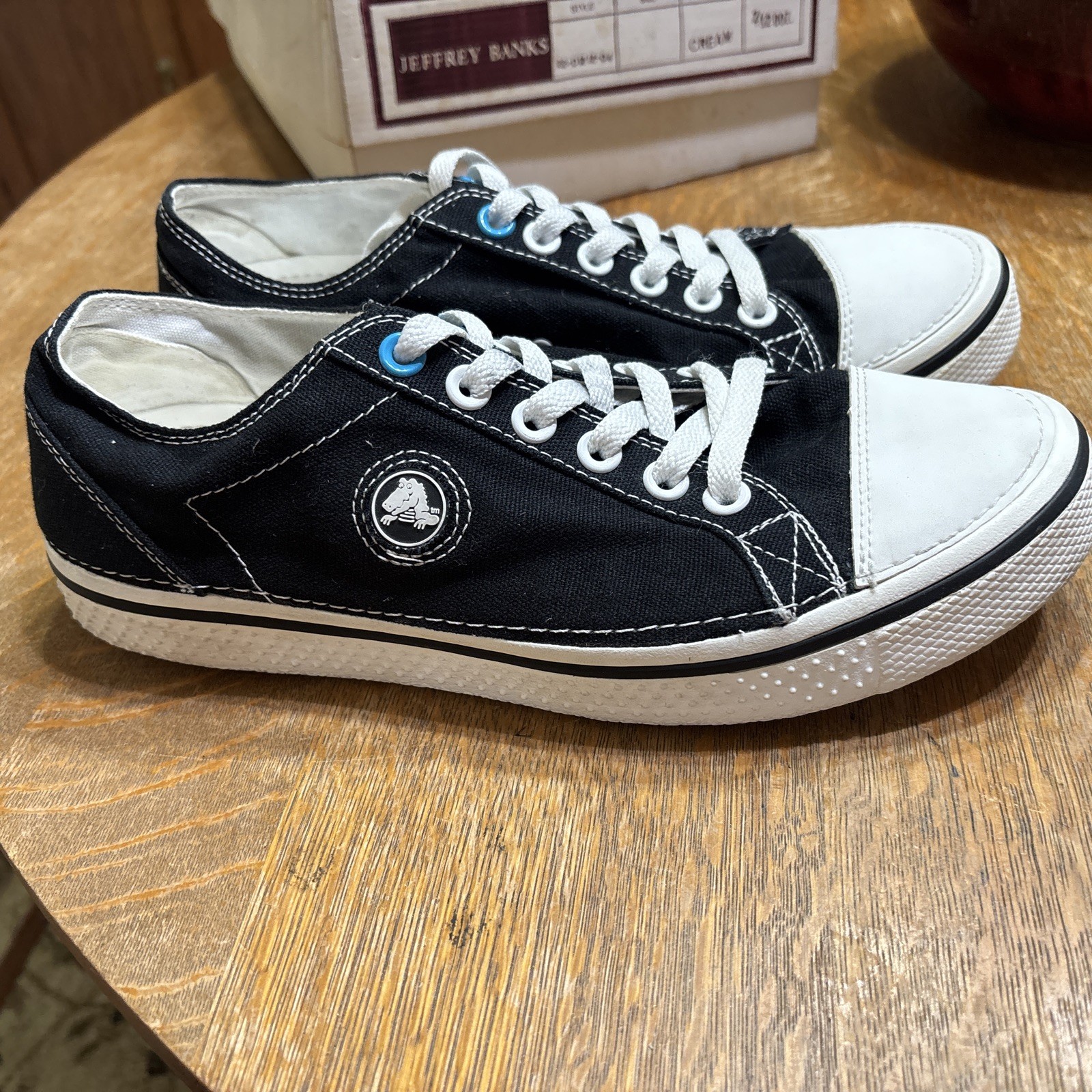 Black White Men`s 9 Low Top Shoes