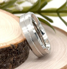 7mm Silver Titanium Ring for Unisex Stylish Grooved Pattern with durable Band — photo 1