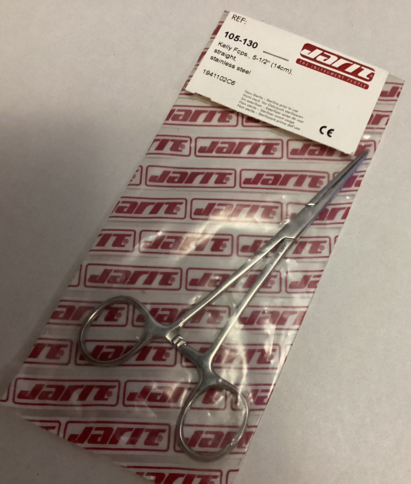 New Jarit # 105-130 Kelly Forceps Straight 5-1/2” (14cm) Stainless Steel