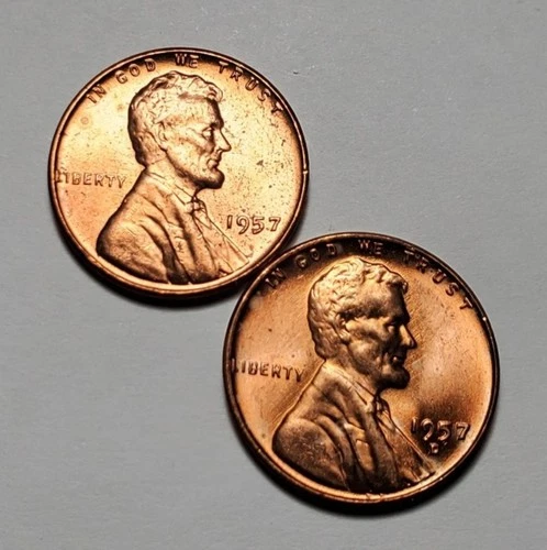 1957 P D LINCOLN WHEAT PENNY UNC 2 COIN SET #P2435