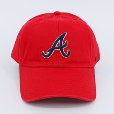 47 Brand Atlanta Braves Red Cleanup MLB Baseball Cap Adjustable Navy A Logo OSFA