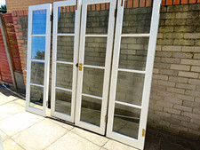 White French Doors 4-Door Set Clear Glass Full Lite Art Deco w/ Hardware