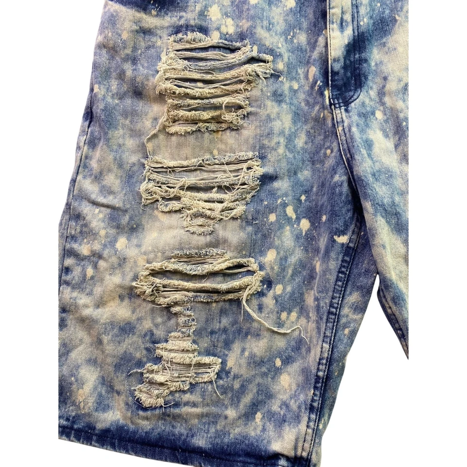 Lion Dynasty Shorts Mens 46 Thrashed Distressed Bleach Hip Hop Baggy Streetwear - Image 4 of 4