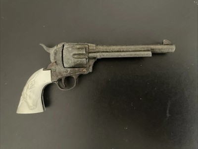Vintage Miniature Toy Colt Revolver Pistol White Bull Head Grip Handle